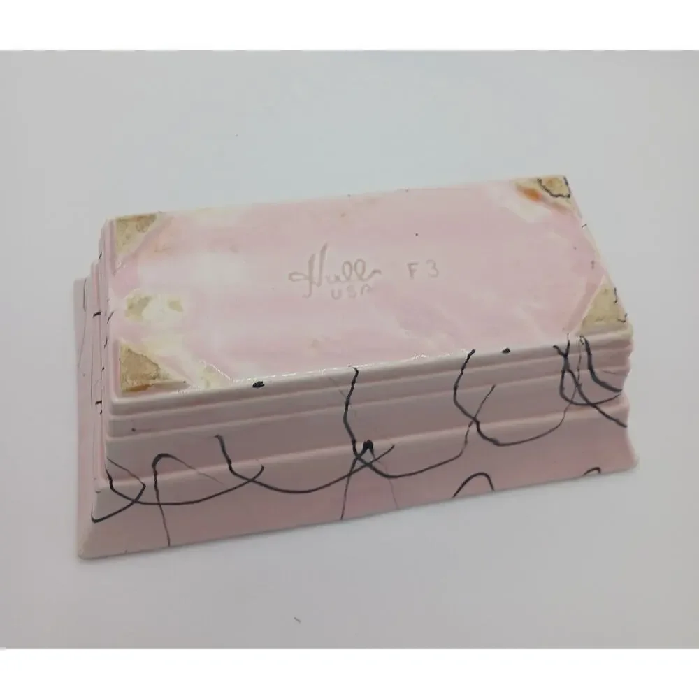 Vintage Hull Pottery Pink Black Drizzle Abstract Rectangular Planter MCM USA F3